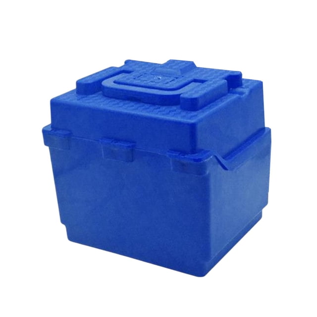 Caja de batería para bicicleta eléctrica, contenedor de batería con asa plegable, caja de batería universal para , herramientas eléctricas Azul