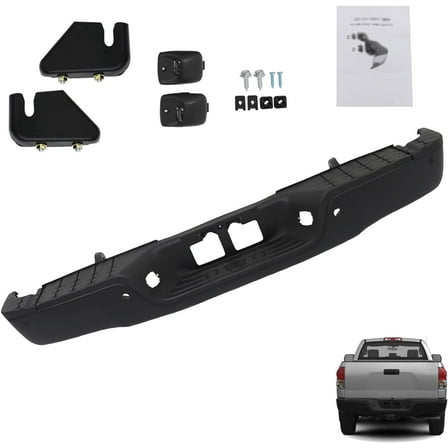 SHZAITOR Black Step Rear Bumper Complete Cover Bumper Assembly with Parking Aid Sensor Holes Replacement for 2007-2014 Tundra 521510C081 TO1102248