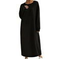 thumbnail image 2 of Aueoeo Womens Oversized Dresses Long Sleeve Sweat Dresses Loungewear Maxi Dress Crew Neck Vacation Outfit, 2 of 7