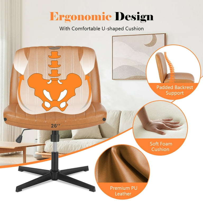 Smiaoer Office Chair No Wheels Criss Cross Legged Office Chair