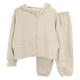 thumbnail image 2 of Toddler Girls and Boys Outfit Sets 2-14year Children's Casual Solid Color Zipper Sweatshirt And Pants Two-piece Set Long Sleeved Hooded Set Sweatshirt SweatPant Sports Set, 2 of 4