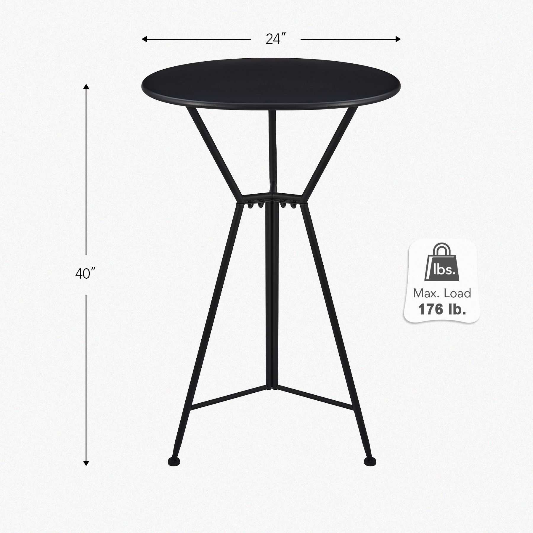 Bestco High Top Table with 24" Round Table Top & 40" Steel Frame for Home Bar & More