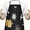 thumbnail image 2 of Black Gothic Sun Moon Eye Pattern Apron-Garden Aprons for Women with Pockets-Cotton Linen Waterproof Kitchen Cooking Gardening Aprons Adjustable for Kitchen,Cooking,BBQ and Salon 33x27 Inch, 2 of 7