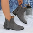 thumbnail image 4 of Viluyesy Ankle Boots for Womens, Wide Calf Flat Heels Suede Tassels Comfort Western Booties Gray US7, 4 of 9