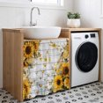 thumbnail image 3 of Sunflowers Cabinet Curtains for Kitchen 35"W x 35"L, Spring Daisy Floral Butterfly Dragonfly White Wood Grain Laundry Sink Cabinets Magic Tape Short Curtain Privacy Panel for Bathroom Vanity Cabinets, 3 of 9