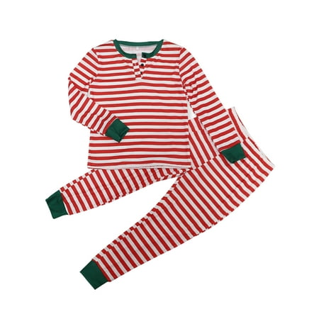 

Gupgi Family Christmas Pajamas Set Xmas Adult Kid Stripe Print Sleepwear