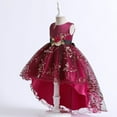 thumbnail image 2 of Girls Burgundy Gown Dress with Flower without Sleeves for Wedding, Pageant, Graduation, Birthday, Christmas, New Year and Eid ages 4 years old., 2 of 3