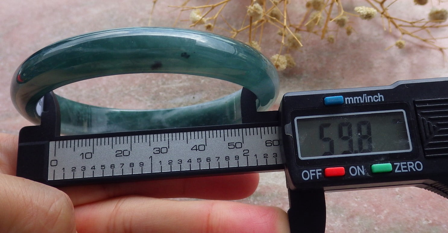 Icy Green Natural A JADE Jadeite Circle Bangle Bracelet 60 mm 682481 TN