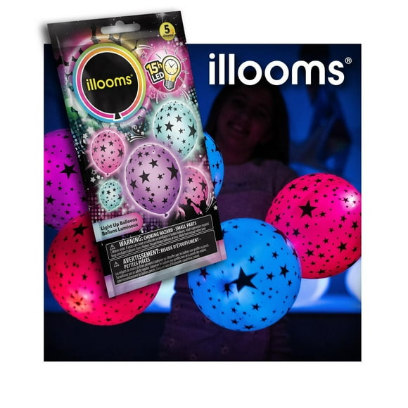 Lot de 5 ballons en latex Illooms Mixed Stars Lot de 5 ballons LED étoiles mixtes