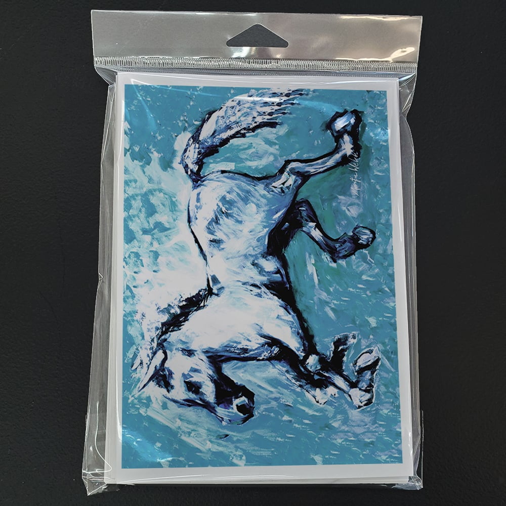 Shadow the Horse in blue Greeting Cards Pack of 8 7 in x 5 in
