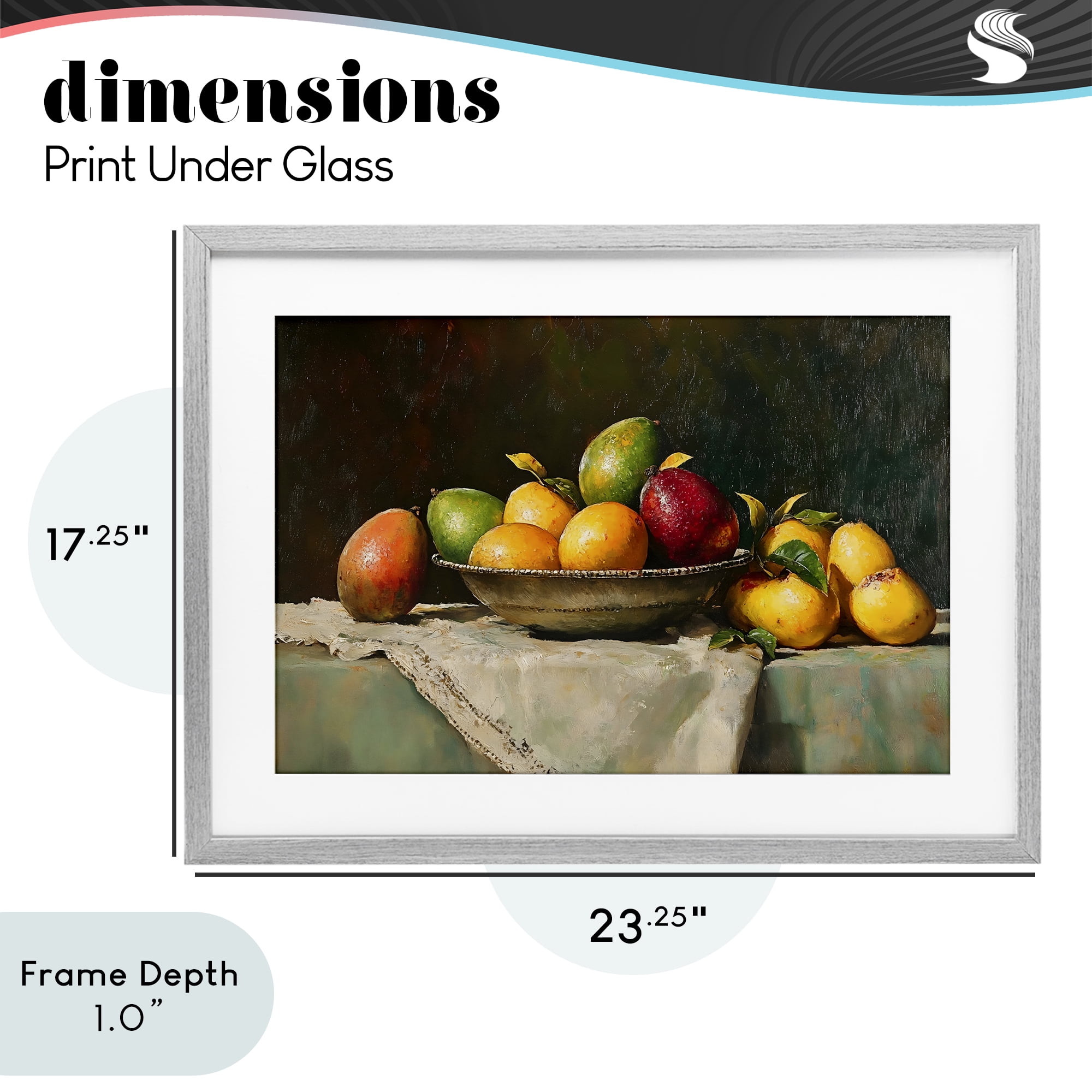 Stupell Industries Fancy Table Fruit Arrangement Gray Framed Print Under Glass, design by Creative Studio