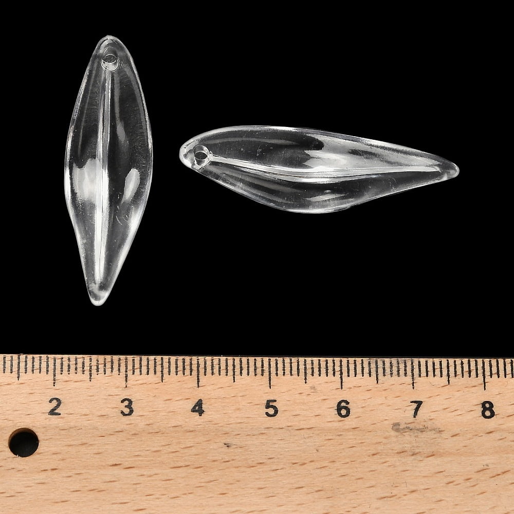 Transparent Acrylic Beads Leaf Clear 39x12x3.5mm Hole: 1.6mm about 420pcs/500g