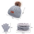 thumbnail image 4 of Gorro de invierno para niños, gorro de esquí grueso y cálido de punto con pompón y bufanda, conjunto de guantes para niñas y niños, 4 of 5