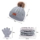 thumbnail image 4 of Gorro de invierno para niños, gorro de esquí grueso y cálido de punto con pompón y bufanda, conjunto de guantes para niñas y niños, 4 of 5