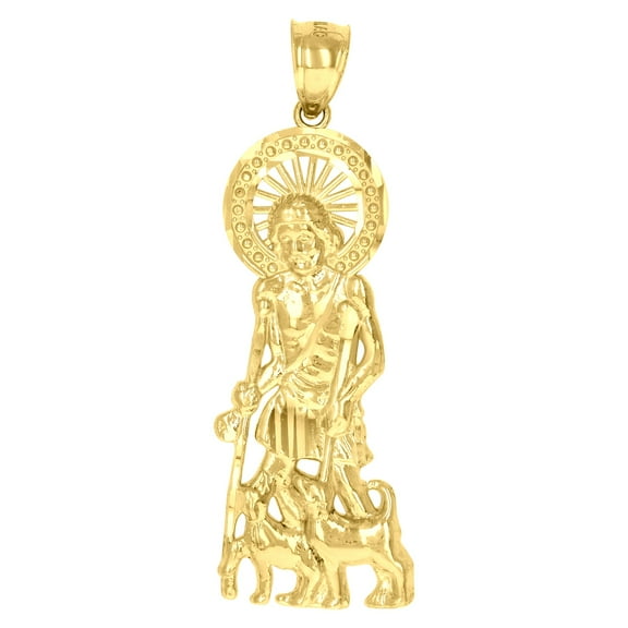 10k Yellow Gold Mens St. Lazarus Religious Charm Pendant for Men