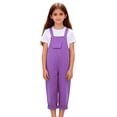 thumbnail image 2 of EGNMCR Kids Boys Girls Fashion Cute Solid Color Loose Pocket Button Strap Overalls Jumpsuit Girls Overalls, 2 of 9