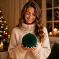 thumbnail image 7 of Large Velvet Christmas Ball Ornaments - Shatterproof Hanging Christmas Tree Decorations, for Xmas Holiday Party Wedding Home Decor (Green), 7 of 7