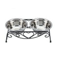 thumbnail image 5 of Double Pet Elevated Feeder Dishes, Stainless Steel Pet Cat Dog Puppy Food and Water Dish Bowls with Retro Iron Stand for Small Dogs and Cats, 5 of 8