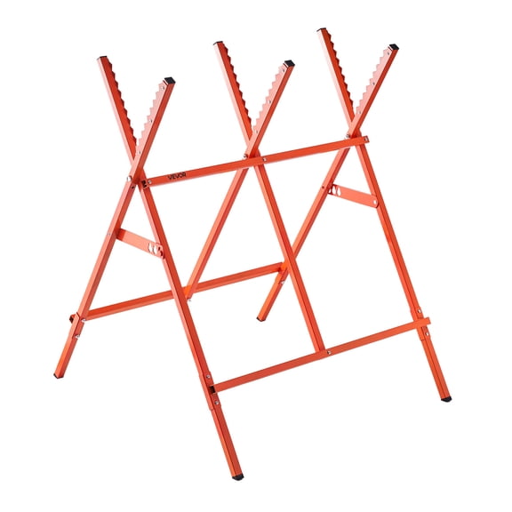 VEVOR Saw Horses, 2 Pack Folding Work Horses, 260 lbs Load Capacity Sawhorse with Heavy Duty Legs, Adjustable Height Saw Horse with Non-Slip Foot Pads, for Woodworking, Carpenters & Contractors