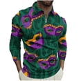 thumbnail image 4 of Ceisia Men's Slim-Fit Long-Sleeve Zip Polo Shirt with Mardi Gras Mask All-Over Print Gift, 4 of 5