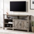 thumbnail image 3 of 58" Modern Barndoor Highboy Wood TV Stand Console - Gray Wash, 3 of 16