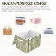 thumbnail image 6 of Yayeee Collapsible Cube Storage Bin with Lid Fabric Closet Decorative Basket with Handles, Green Stripe Flowers, 6 of 7