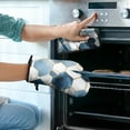 thumbnail image 2 of Blue White Gold Hexagon Marble Pattern Kitchen Oven Mitt and Pot Holder Sets 2 Pcs for Baking, Cooking and Grilling, Heat Resistant Up To 392 °F, 2 of 7