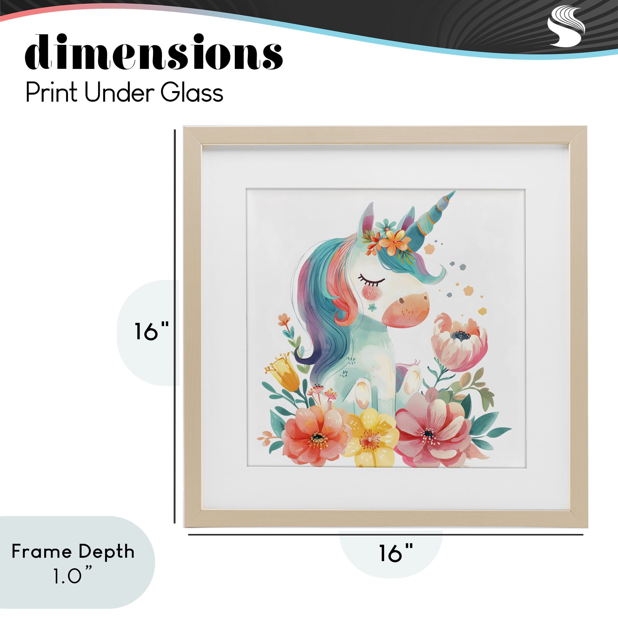 Stupell Industries Whimsical Unicorn with Blossoms Birch Framed Print Under Glass, design by Creative Studio