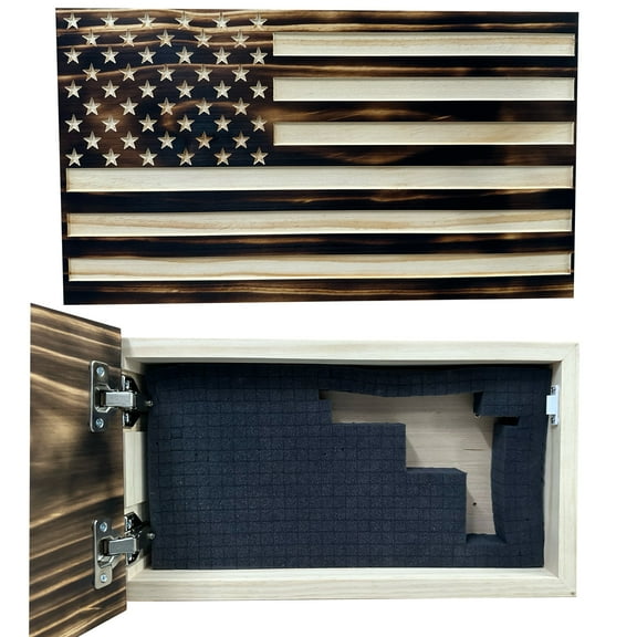 Burnt American Flag Hidden Storage Cabinet by Bellewood Designs