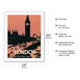 thumbnail image 2 of Seeing London - and Short Tours from London England - Big Ben Clock Tower - Vintage Travel Poster c.1932 - Fine Art Rolled Canvas Print 20in x 26in, 2 of 4