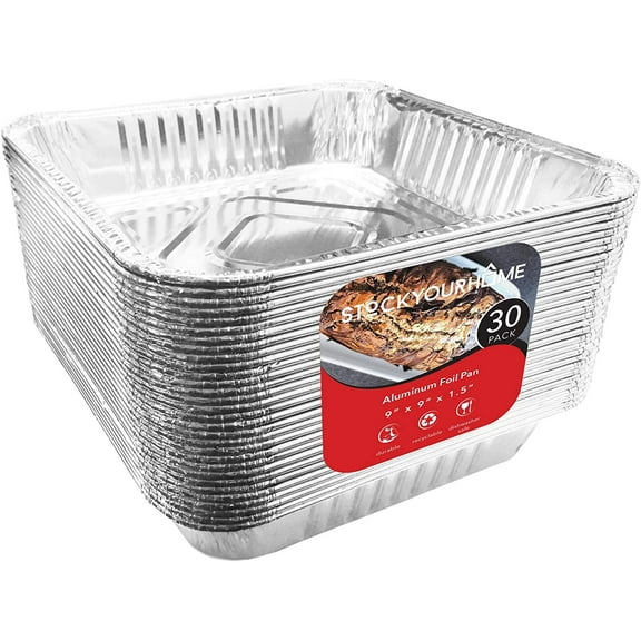 Stock Your Home Aluminum Foil Pans 9x9 Sqaure Baking Pans,30 Pack