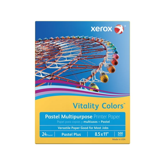Xerox® Vitality Colors™ Pastel Plus Multipurpose Printer Paper, Letter Size, 24 Lb, 30% Recycled, Goldenrod, Ream Of 500 Sheets