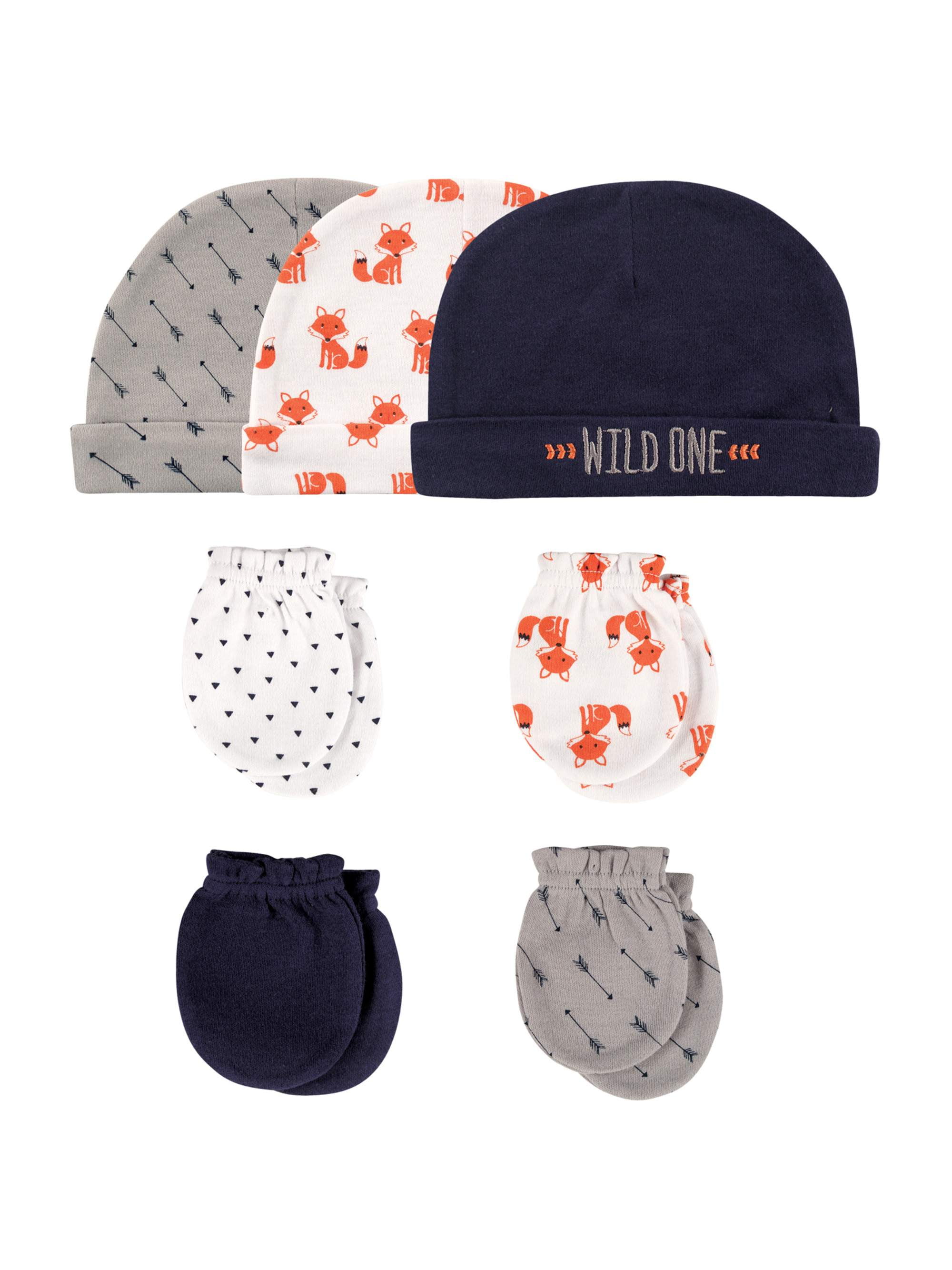 Hudson Baby Baby Girls Cotton Cap and Scratch Mitten Set