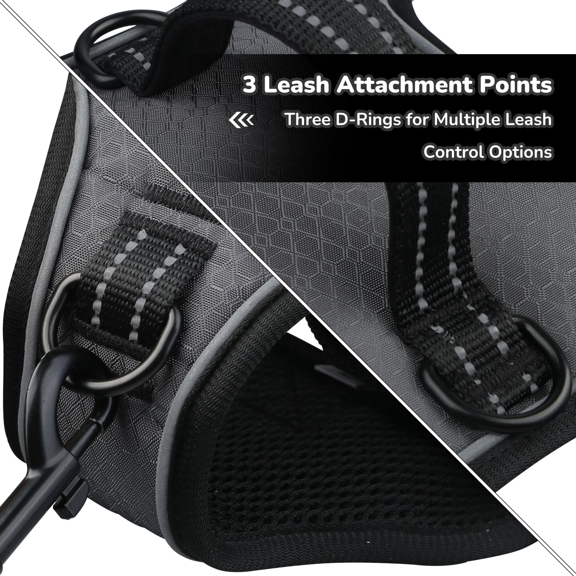 No Pull Dog Vest Harness With Handle  Adjustable Waterproof 4 Buckles Reflective Front & Clip For Small Medium Large Dogs (black Medium)