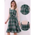 thumbnail image 2 of DARING DIVA Women's Ruffled Sleeveless Tie Waist A Line Plaid Dress S Green, 2 of 5