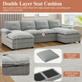 thumbnail image 3 of Walsunny Sectional Sofa Set, 110" U-Shaped Polyester Couch, 4 Seat Lounge Sleeper with Double Chaise for Living Room Gray, 3 of 6