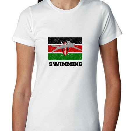 Kenya - Olympic - Swimming - Flag - Silhouette Women's Cotton T-Shirt