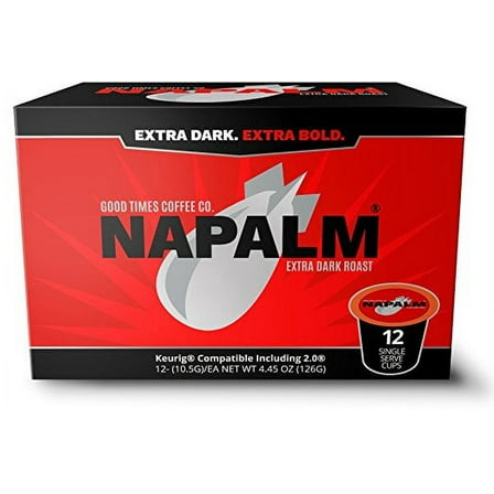 Napalm 100% Arabica K-Cup Coffee Pods, Extra Dark Roast, 12 Count