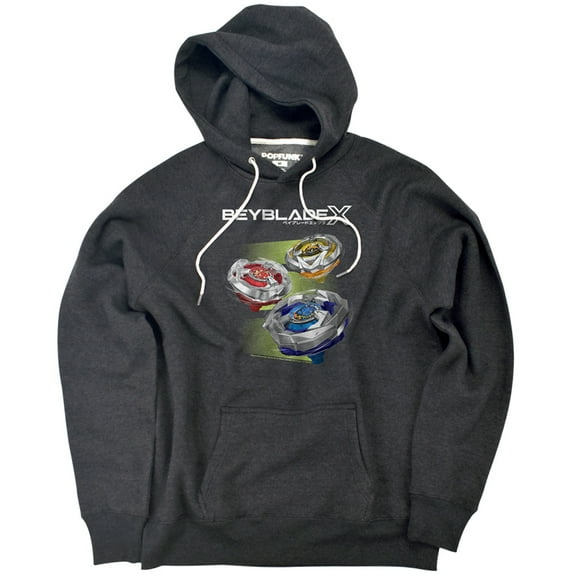Beyblade X Team Persona X Logo Unisex Adult Slim Fit Pull-Over Heather Hoodie, Charcoal, Small