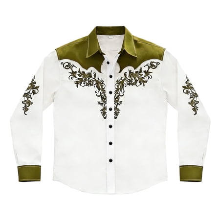 Likimi Children Girls Boys T Shirt Cowboy Print Long Sleeved Lapel Button Down Comfort Casual Tees Army Green Size 4-5 Years