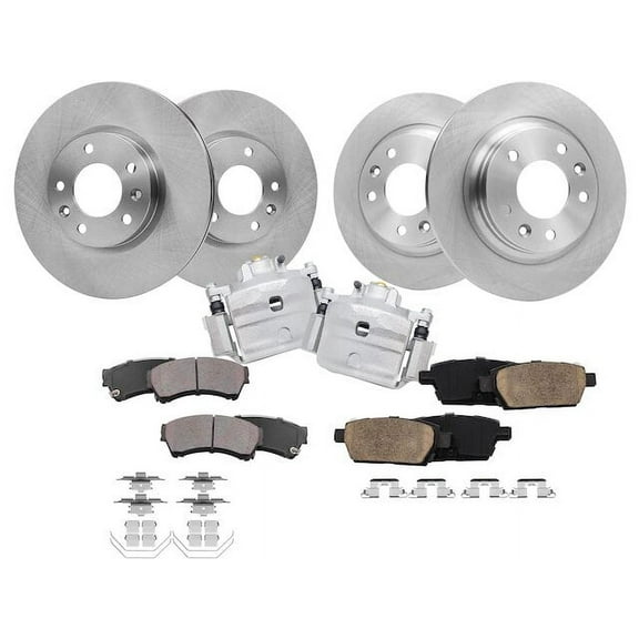 Front and Rear Brake Pad Rotor and Caliper Set - Compatible with 2007 - 2011 Lincoln MKZ 2008 2009 2010