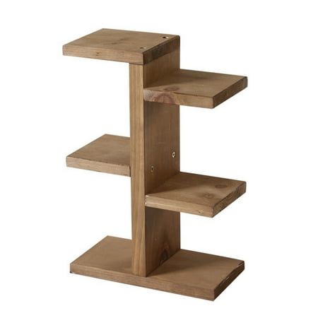 Mini Tabletop Solid Wood Storage Rack Durable Office Sill Simple Pot Frame Stand - Coffee