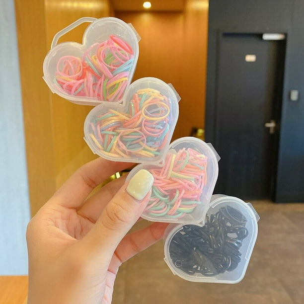 320 unids/set de banda elástica para el pelo de Color en caja de corazón para niña, banda de goma para niño, bonita estrella de dibujos animados, flor, horquilla pequeña con pinza para el pelo, tocado Tan Jianjun unisex
