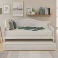 thumbnail image 2 of Twin Wood Daybed with Trundle, Sofa Bed for Bedroom Living Room, Wood Platform Bed with Slats Support and Guardrail,No Box Spring Needed,Mattress not included, 2 of 7