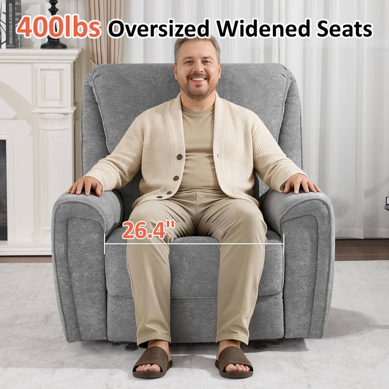 MCombo Oversized 400lbs Power Recliner Chair for Adults, Dark Grey