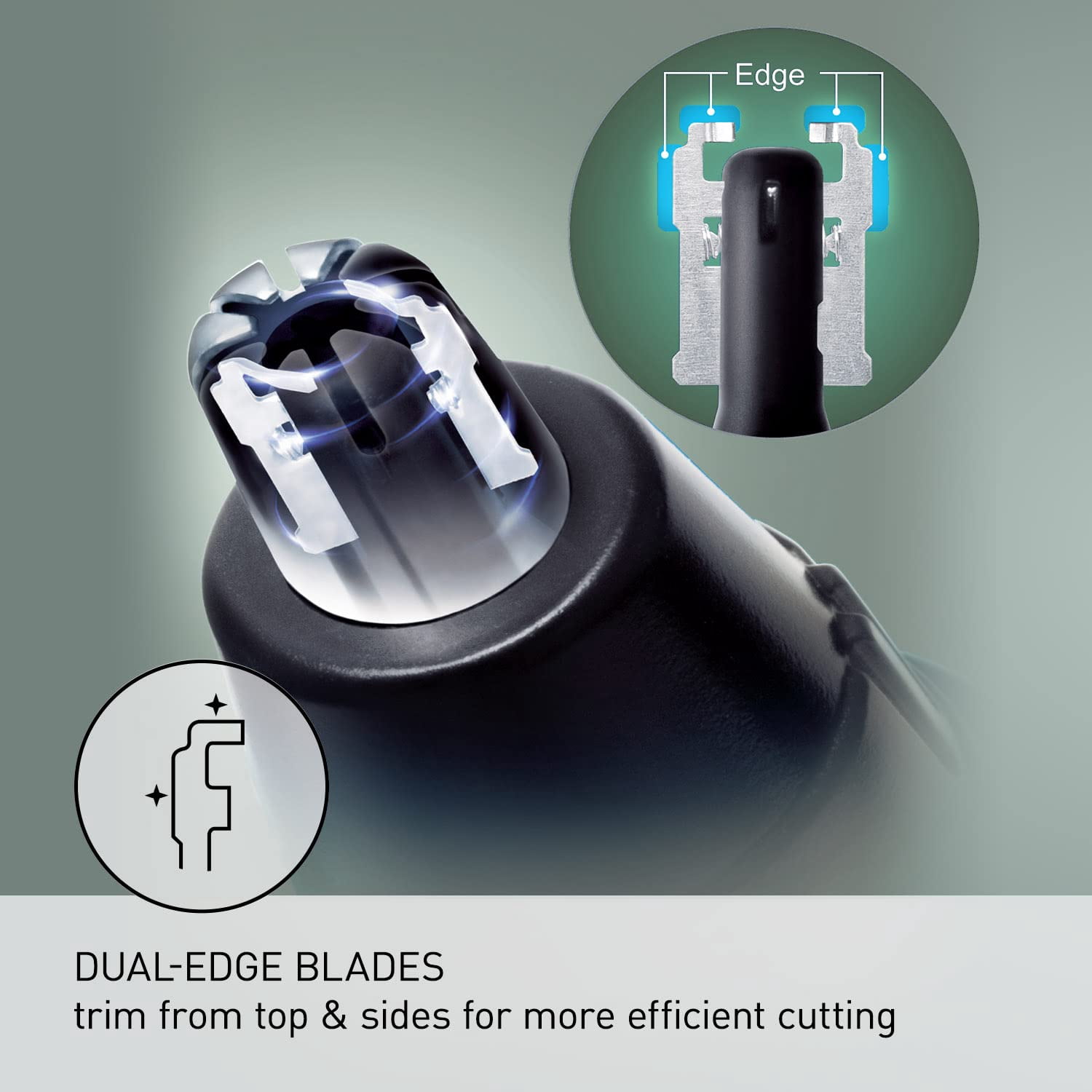 Panasonic ER-GN70-K Men's Ear and Nose Hair Trimmer with Vacuum Cleaning System - Wet/Dry - Black/Silver