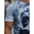 thumbnail image 4 of Men's Retro Steam Train Pattern T-Shirt - 100% Polyester Regular Short Sleeve Crew Neck, Breathable, Machine Washable for Summer Leisure Travelers, 4 of 6