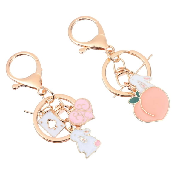 2 Pcs Rabbit Keychain Keychains Bag Pendant Decor Key Fob Keychain for Bags Keyrings Key Pendant Women's