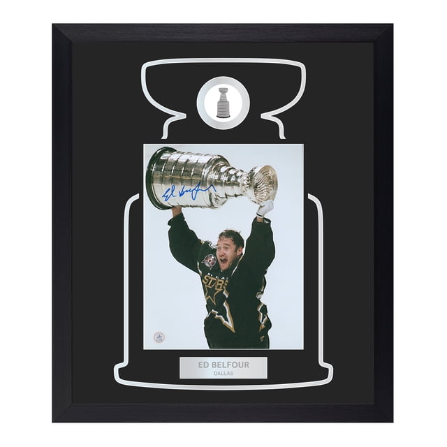 Ed Belfour Autographed Dallas Stars Cup Champion 23x27 Frame