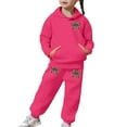 thumbnail image 5 of LRen Toddler Girl Sweatsuit 4t Valentines Bowknot Print Crewneck Long Sleeve Warm Hooded Sweatshirt and Jogger Sweatpants Clothing Soft Fall Toddlers Girls Clothing, 5 of 7
